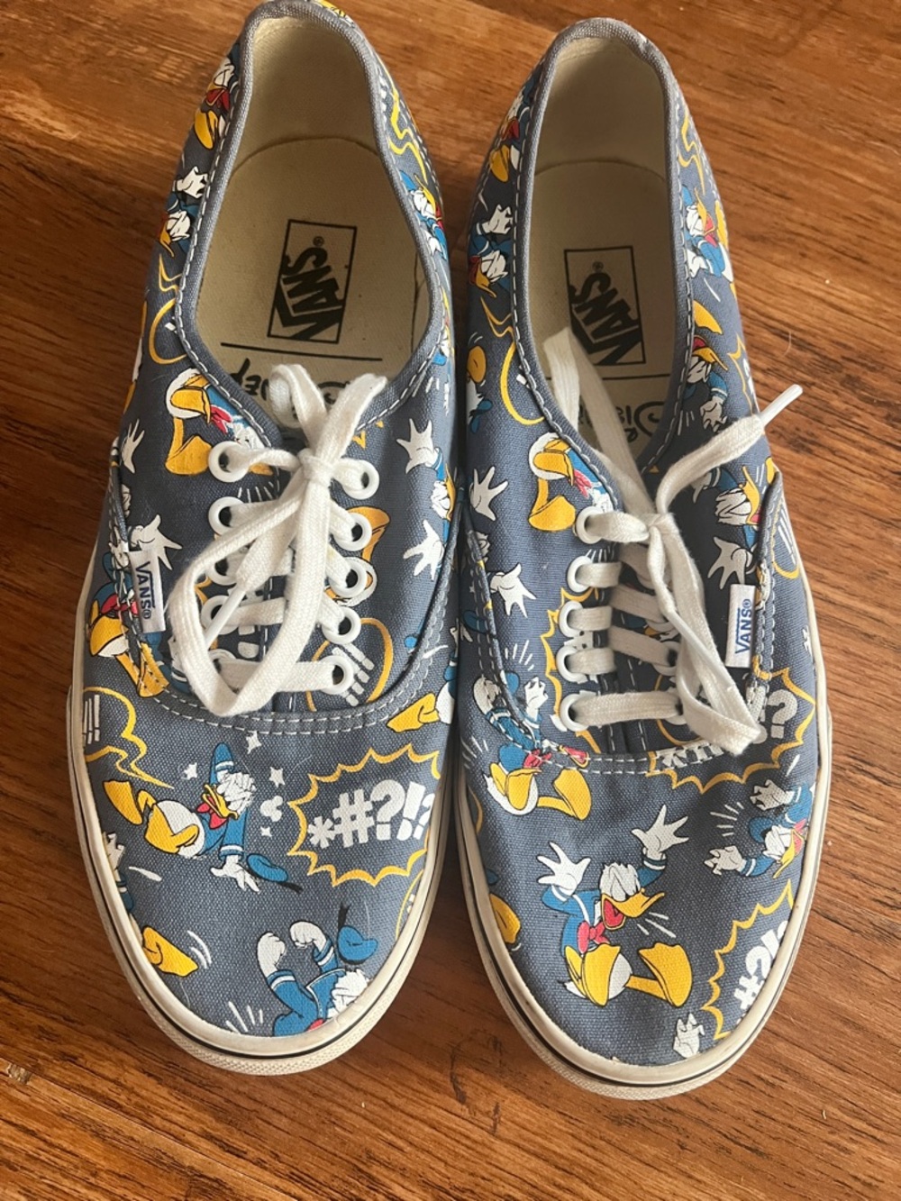 Vans Gray Canvas Donald Duck Graphic Sneakers with White Laces